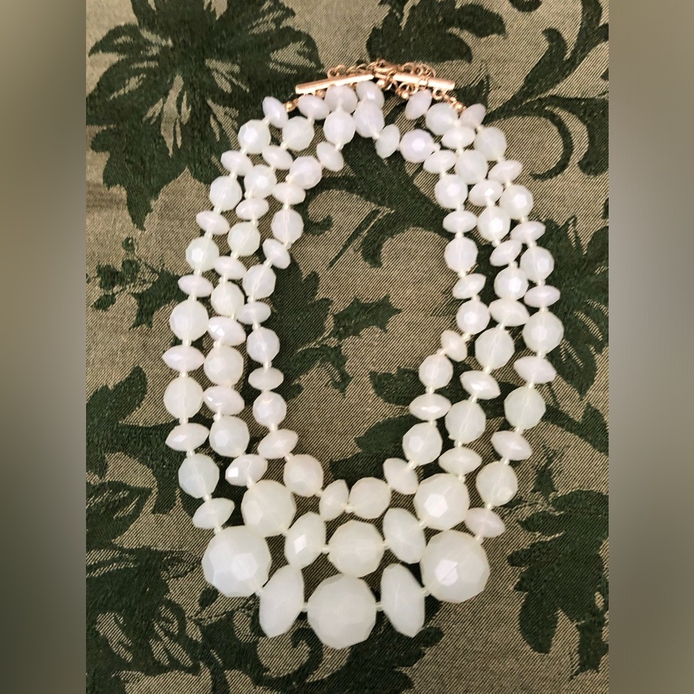 Elegant Pale Green Beaded Necklace  -costume jewelry
